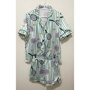EUC Women's Wimbledon Tennis Satin Pajamas, Size Small